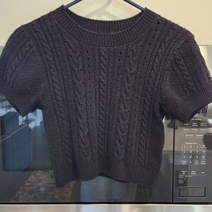 Free People Black Cable Knit Sweater